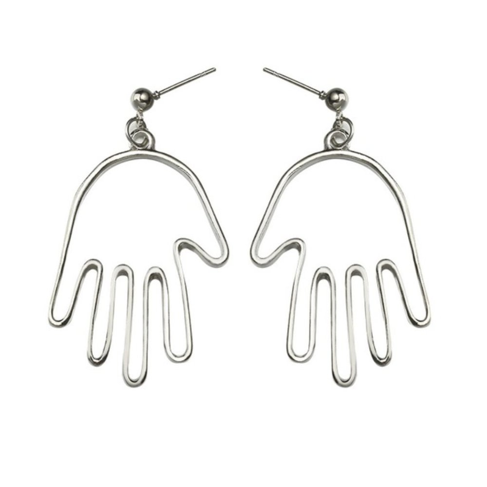 Abstracted palm earring